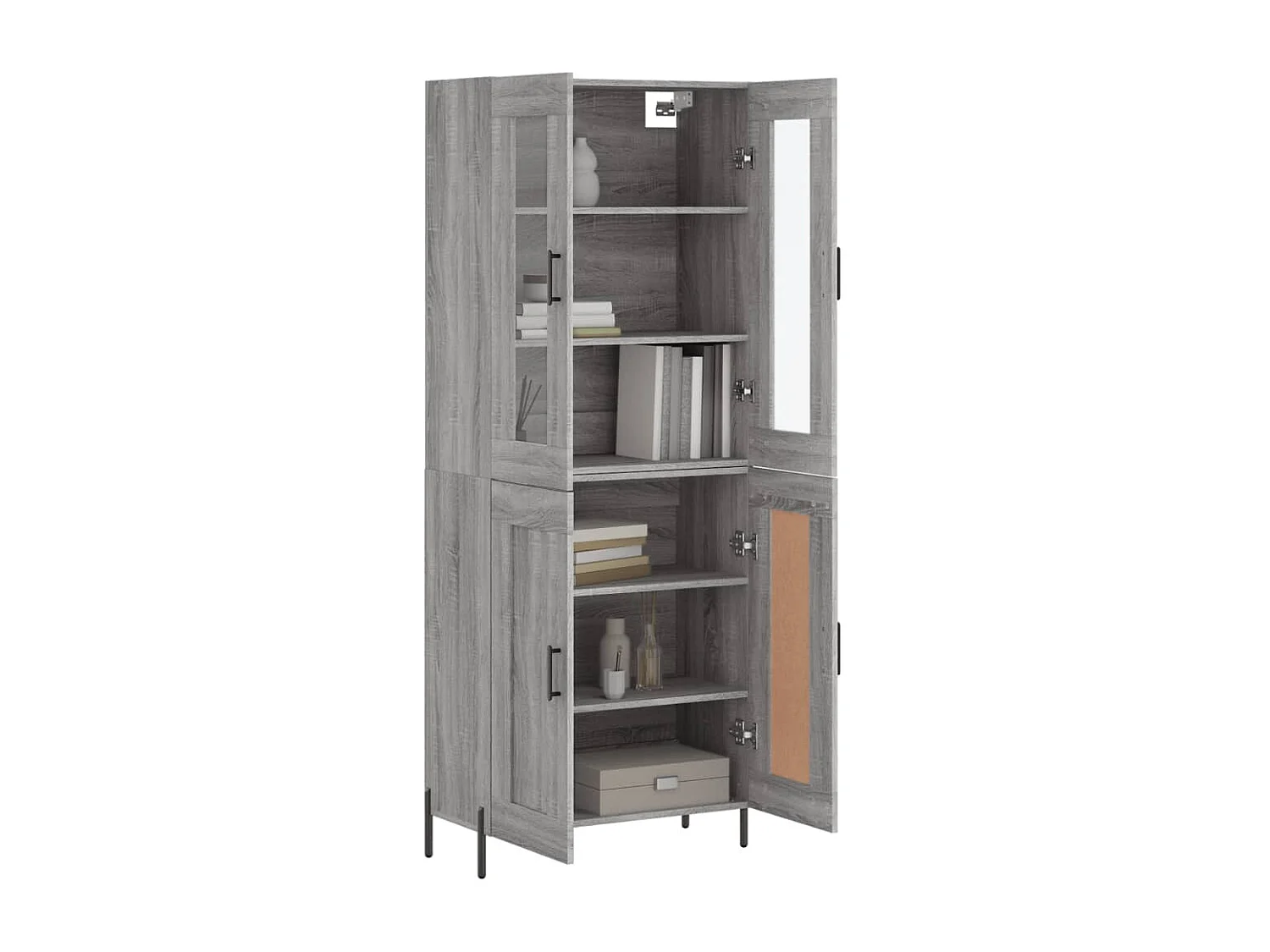 Aparador alto Sonoma gris 69,5x34x180 cm madera contrachapada