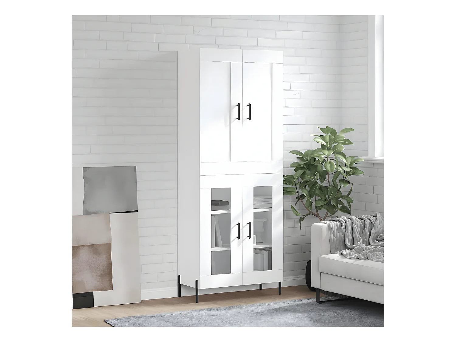 Credenza alta Bianca 69,5x34x180 cm MDF