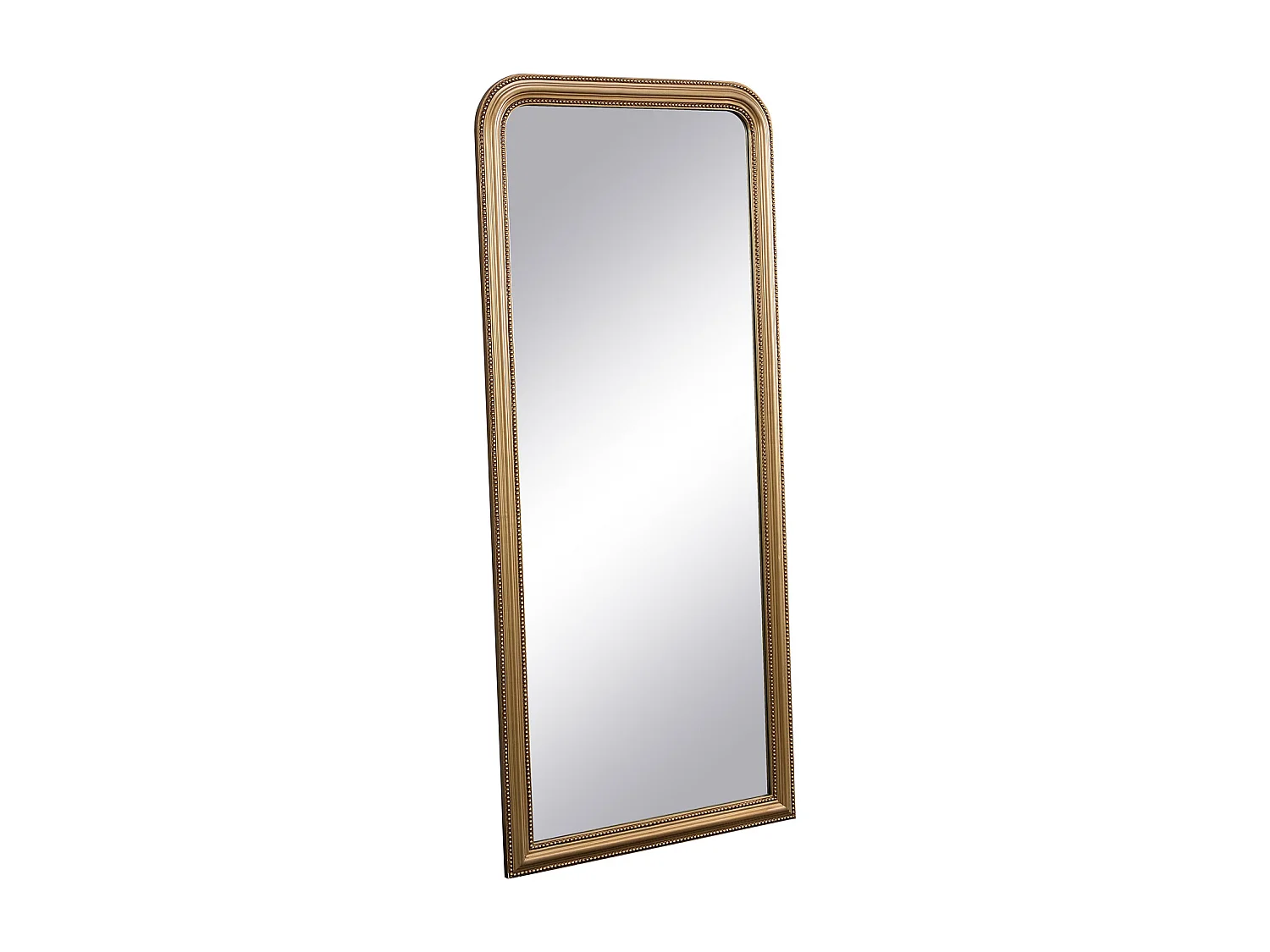 Grand miroir en bois de paulownia avec moulures - L. 80 x H. 180 cm - Doré effet laiton- HELOISE