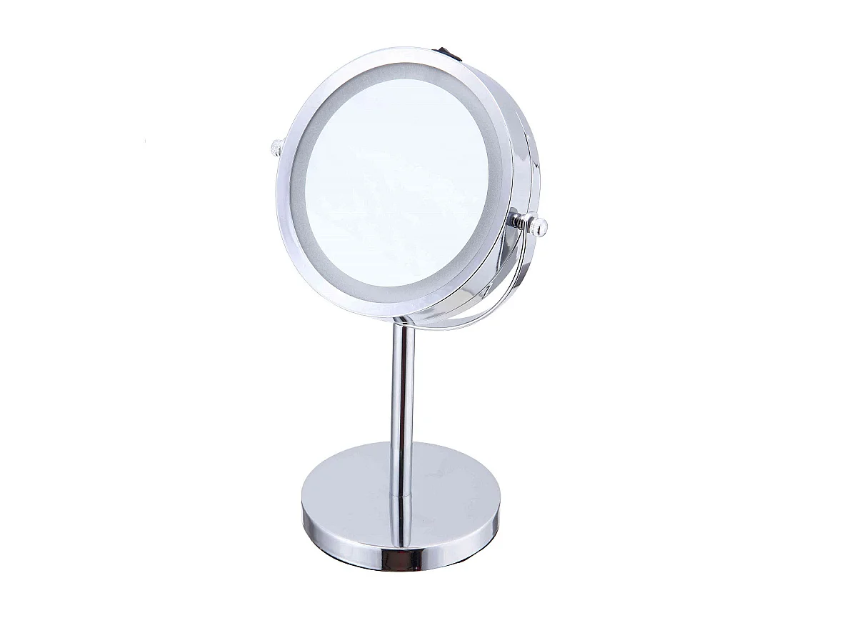 Miroir grossissant en métal inox à LED