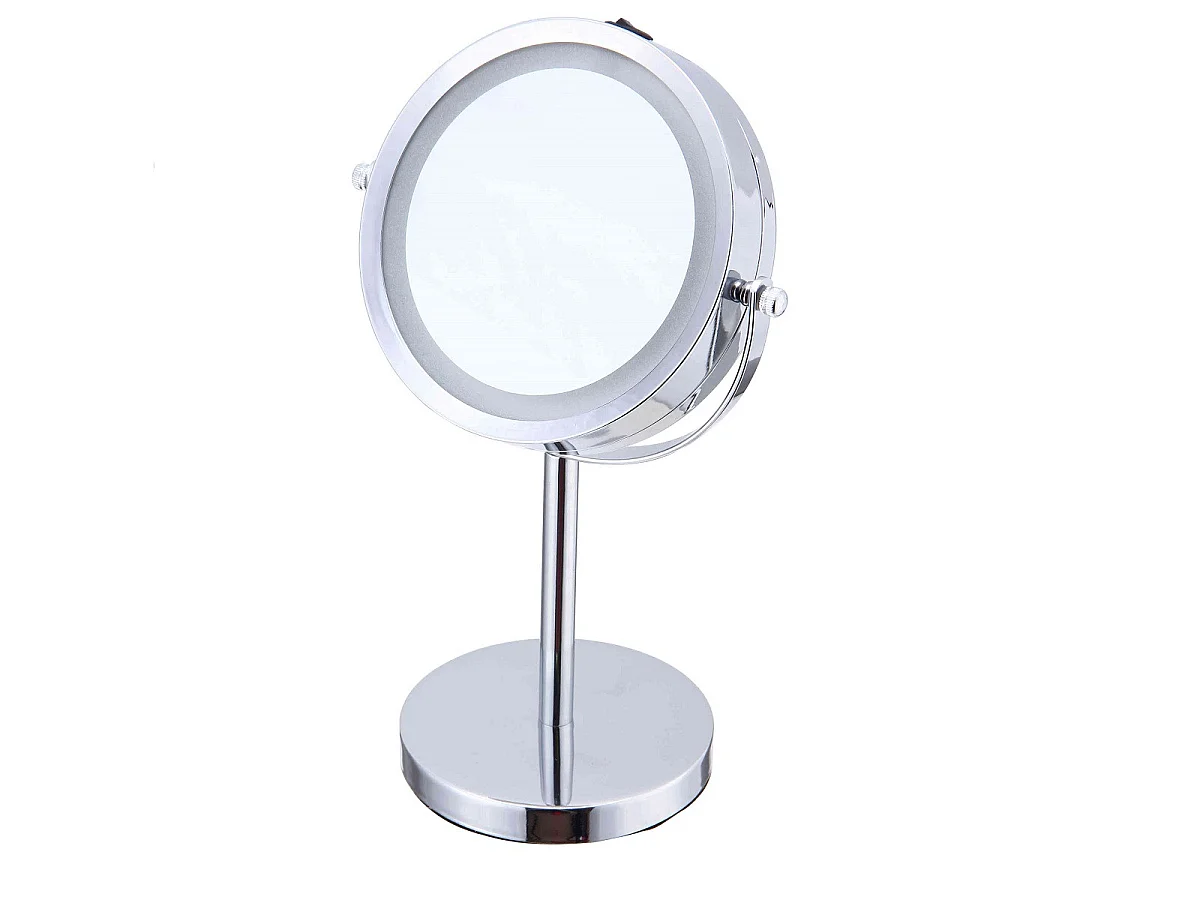 Miroir grossissant en métal inox à LED