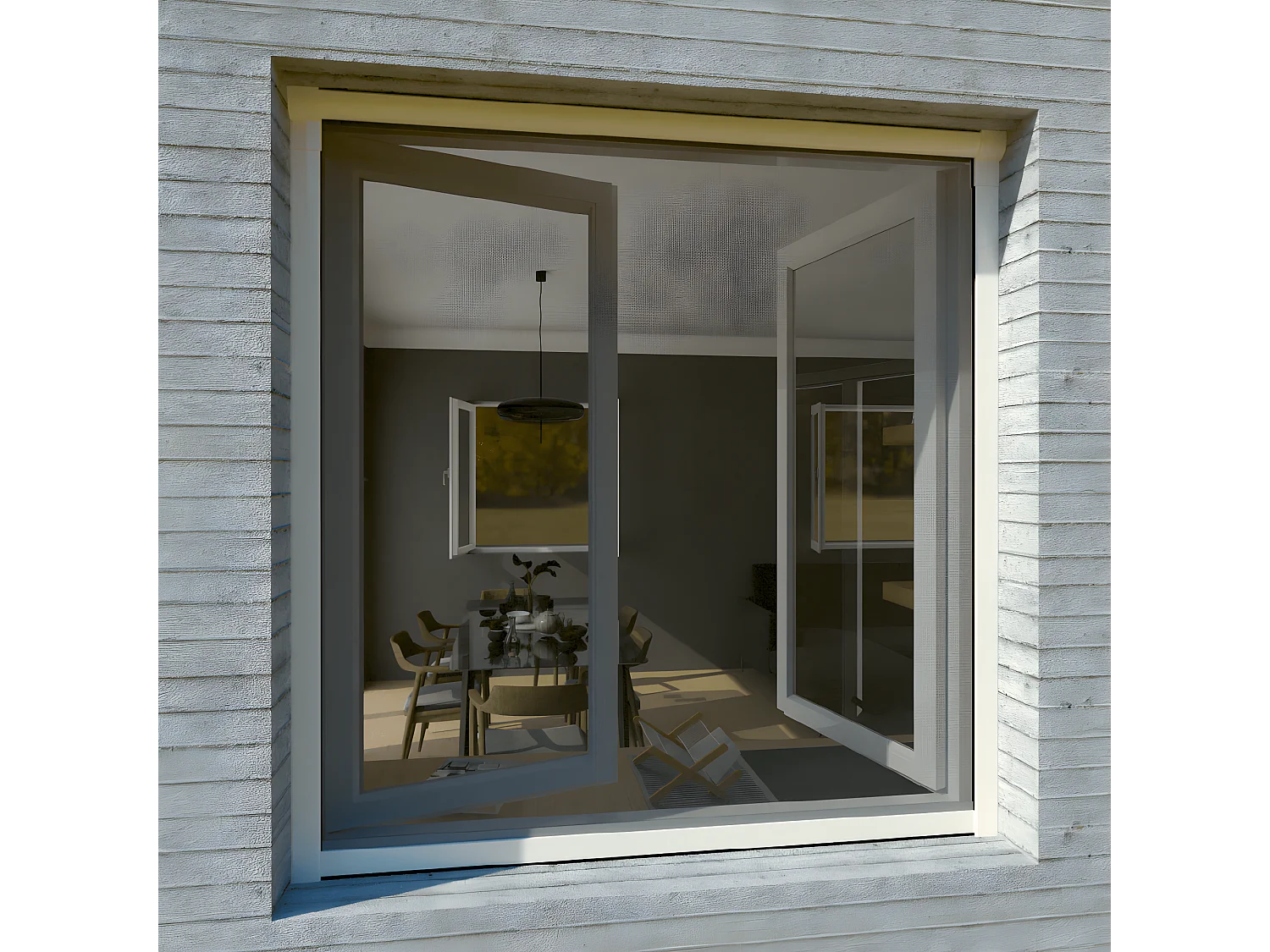 Store moustiquaire fenêtre PREMIUM Blanc Aluminium 125x150cm