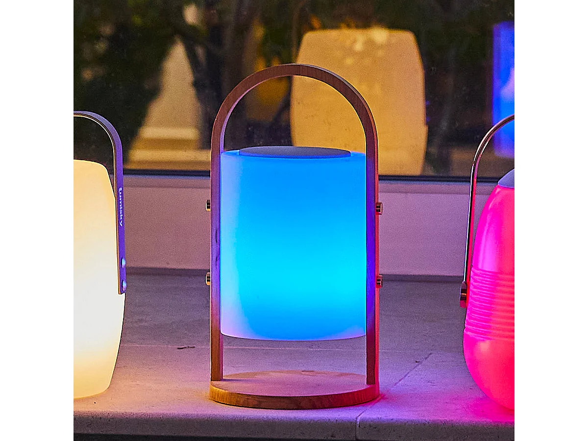 Lampe enceinte bluetooth sans fil WOODY Bois Bois H37CM