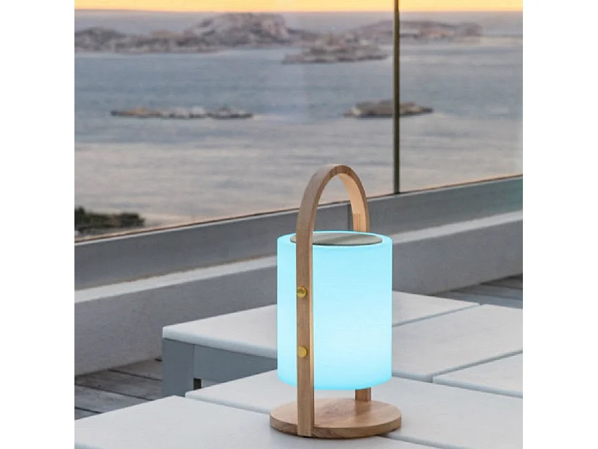 Draadloze bluetooth luidsprekerlamp H37CM WOODY
