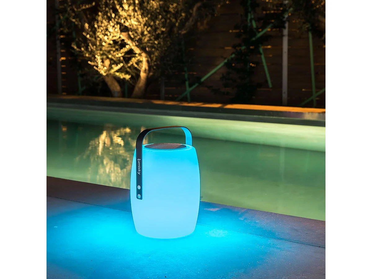 Lampe enceinte bluetooth sans fil LUCY Blanc Polyéthylène 10W