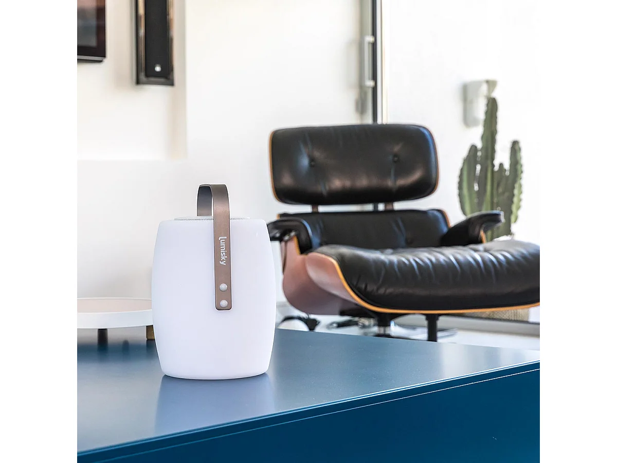 Lampe enceinte bluetooth sans fil LUCY Blanc Polyéthylène 10W