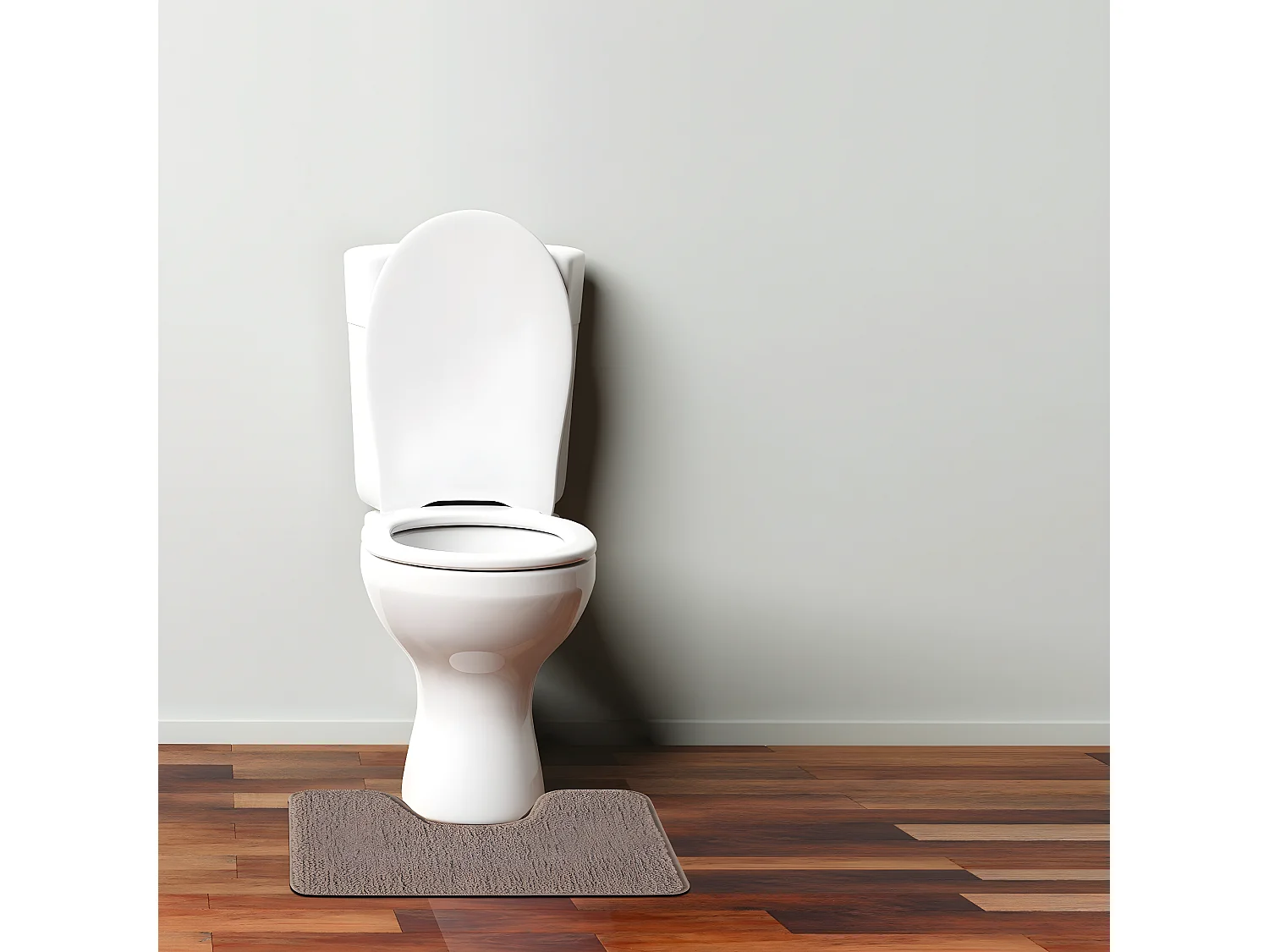 Tapis de toilette uni en polyester taupe 50x40cm