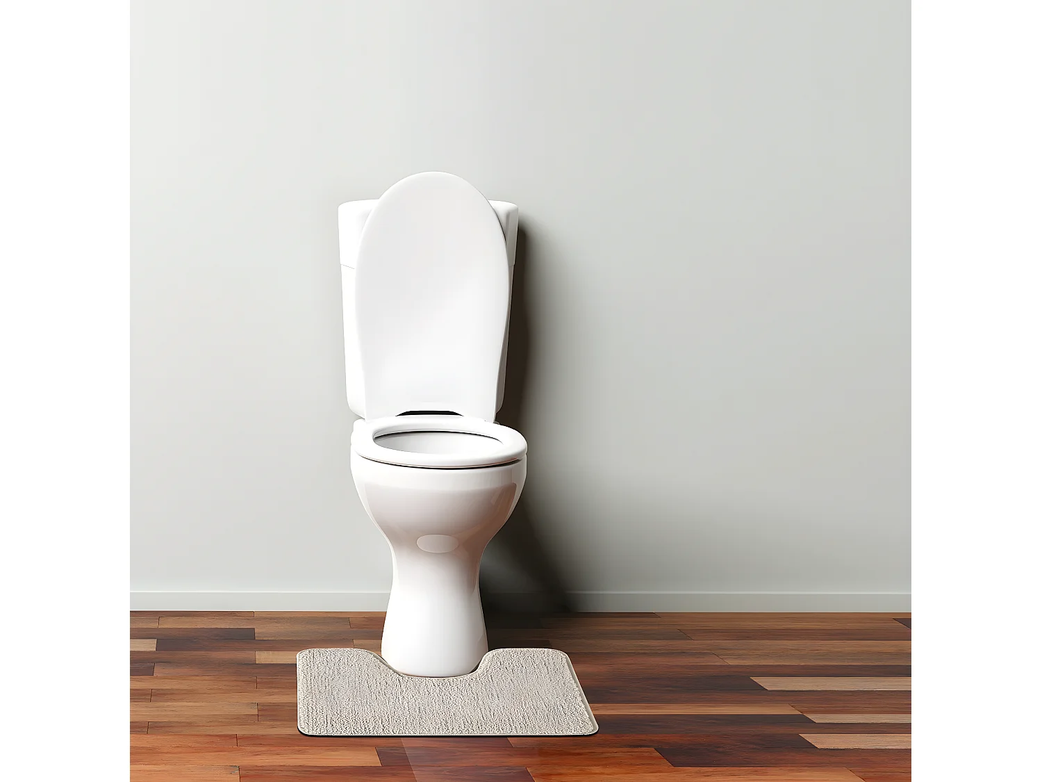 Tapis de toilette uni en polyester ecru 50x40cm