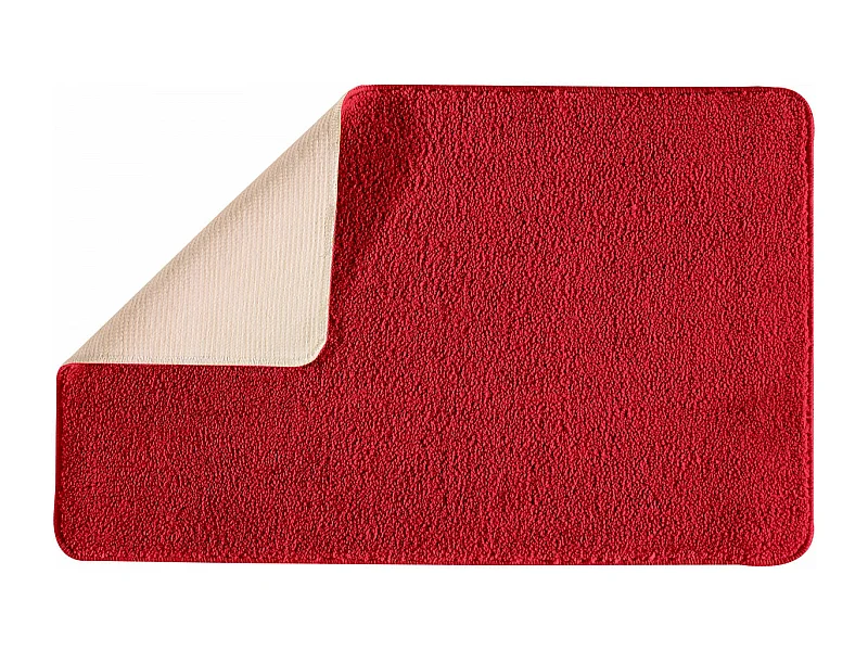 Tapis de bain uni en polyester rouge 50x80cm