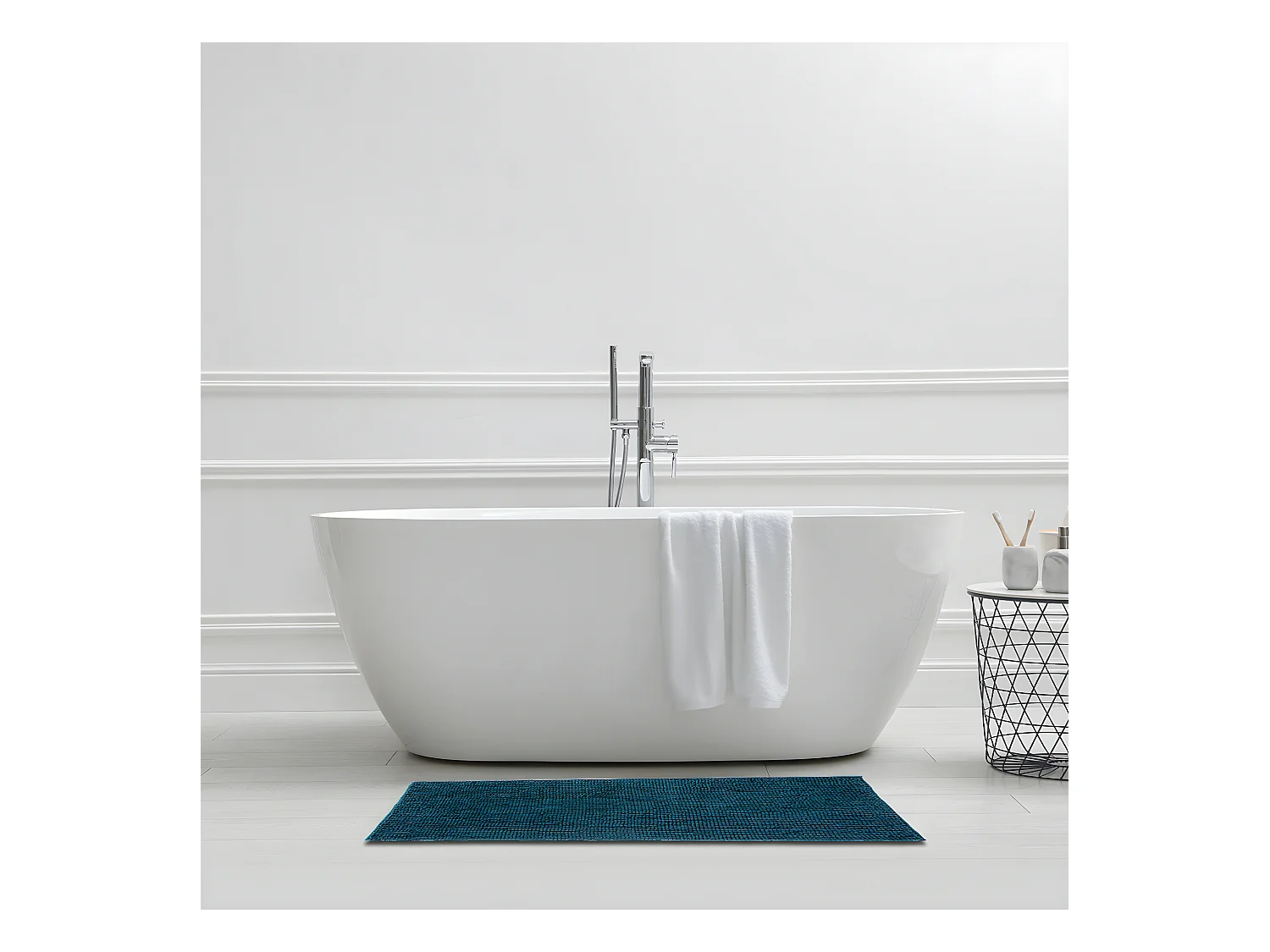 Tapis de bain en polyester uni canard 60x120cm