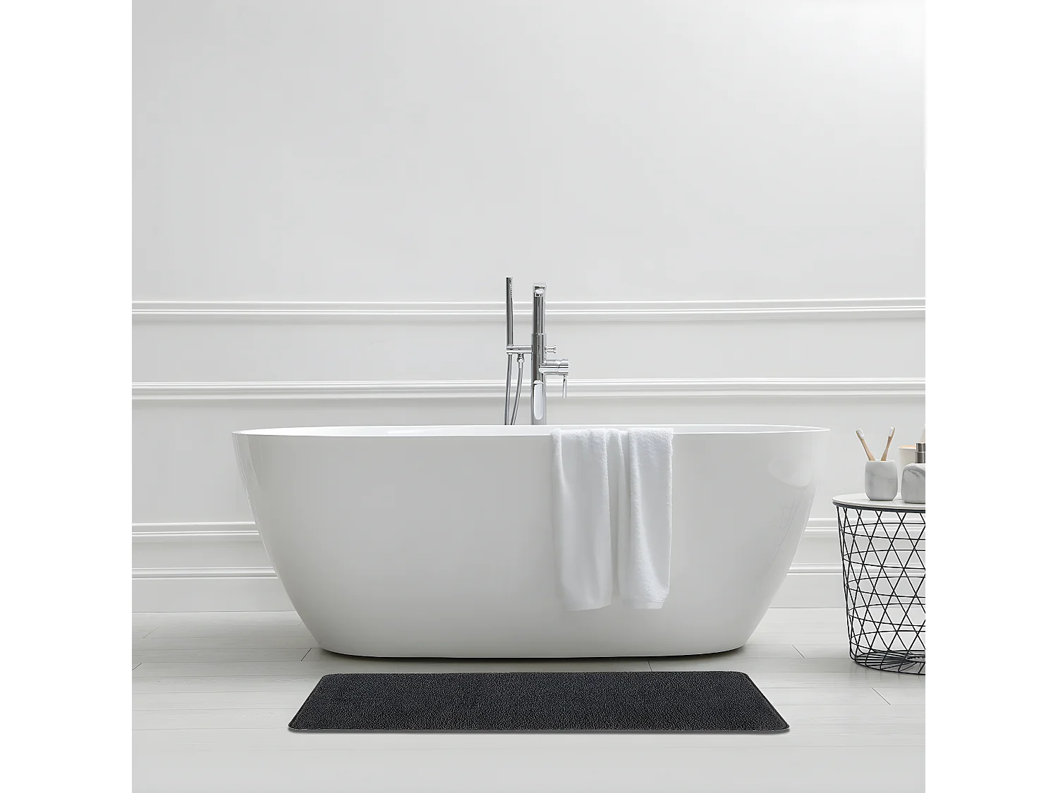 Tapis de bain uni en polyester chocolat 60x120cm