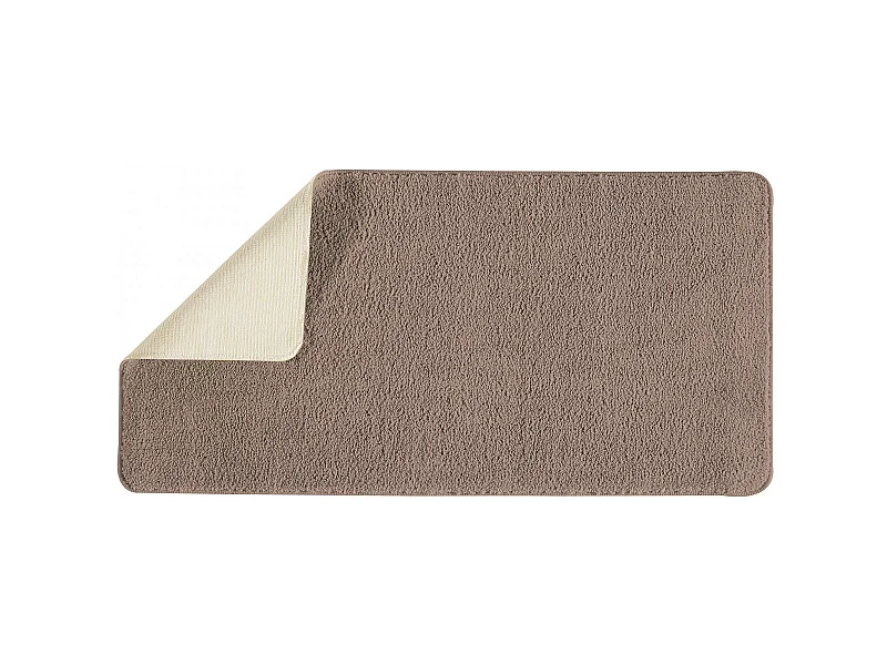 Tapis de bain uni en polyester taupe 60x120cm