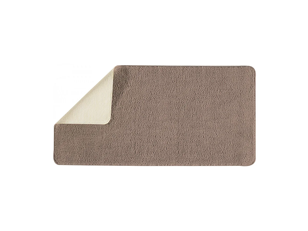 Tapis de bain uni en polyester taupe 60x120cm