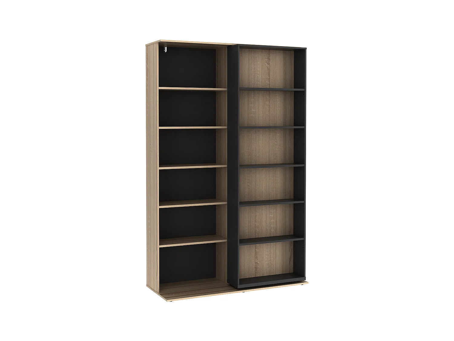 Regał przesuwny z 18 wnękami - Kolor naturalny i antracytowy - PRALI