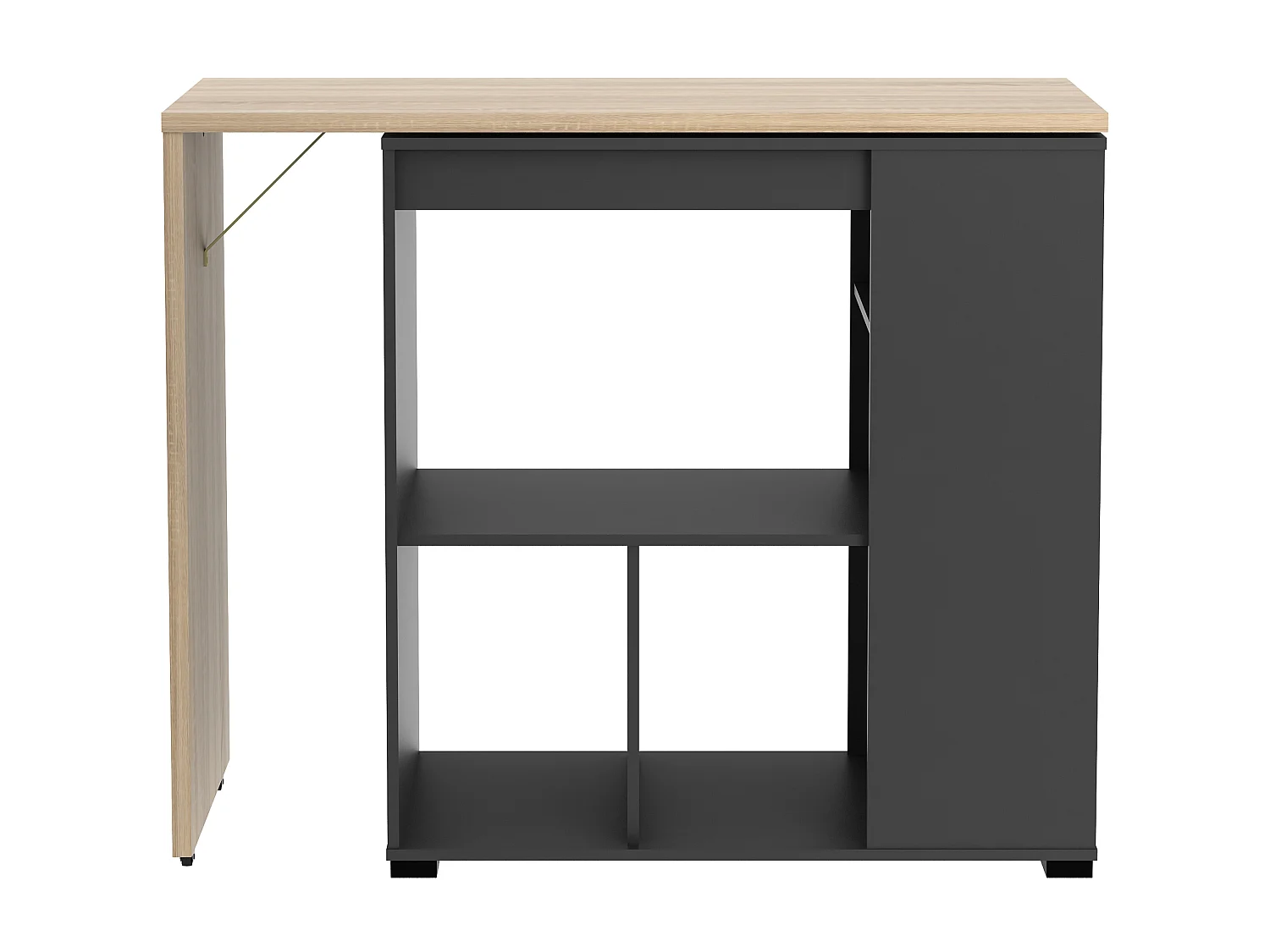 Draaibaar barmeubel met opbergruimte - Naturel en antraciet - SATURNE