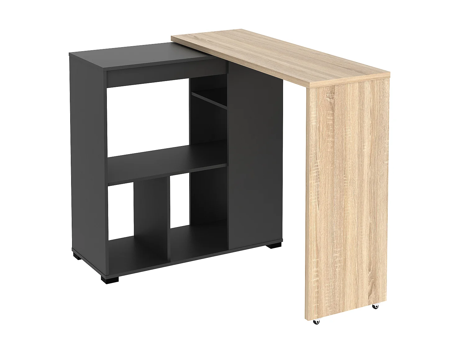 Draaibaar barmeubel met opbergruimte - Naturel en antraciet - SATURNE