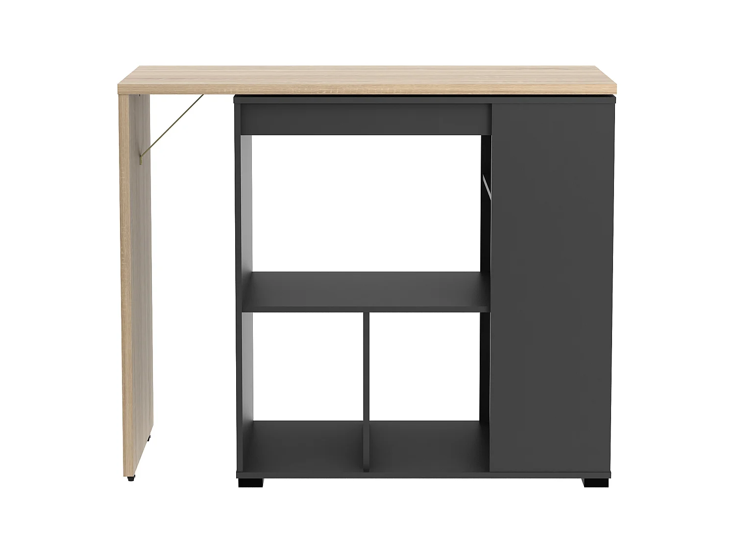 Mueble de bar pivotante con compartimentos - Natural y antracita - SATURNE