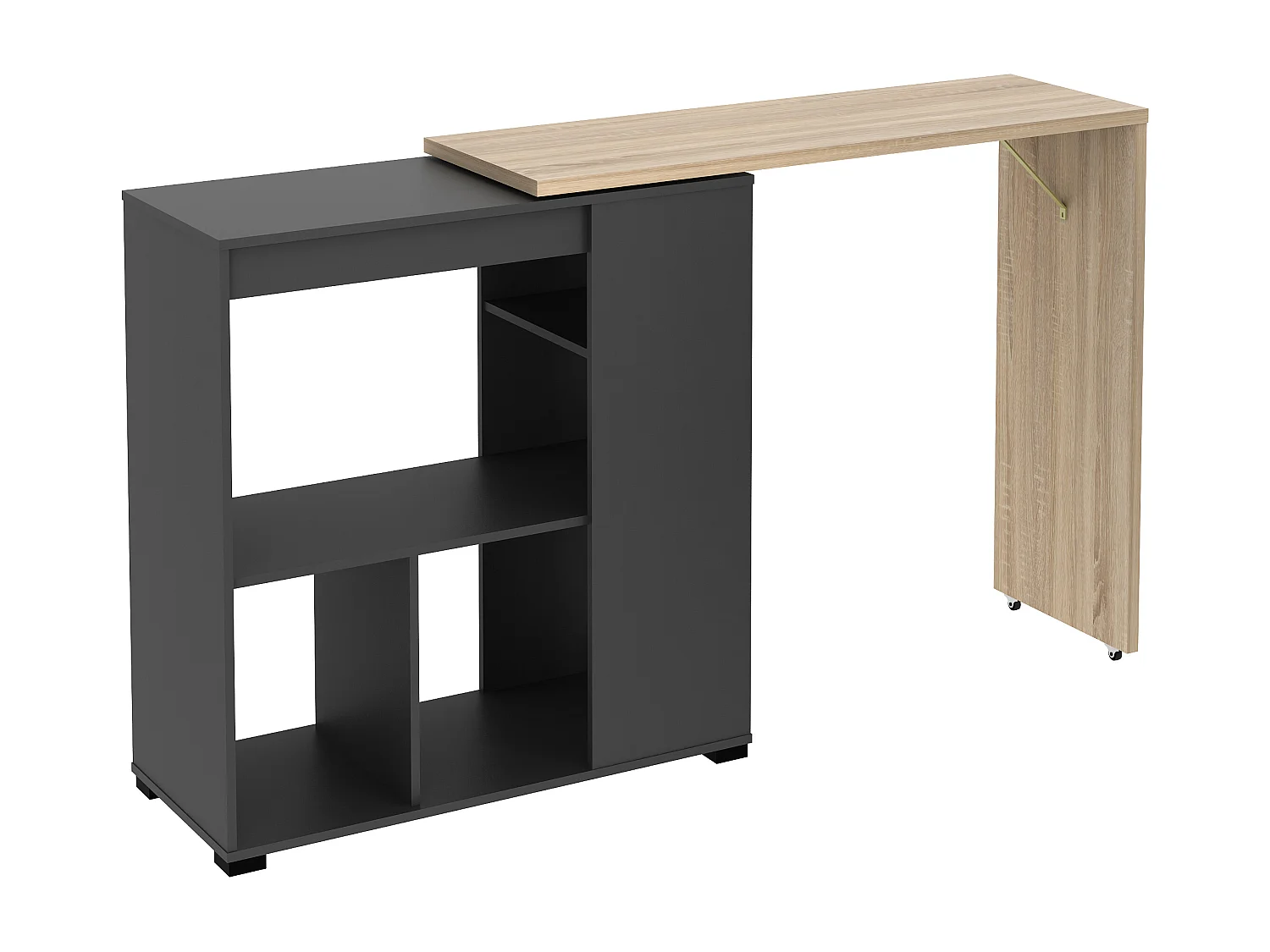 Bartisch drehbar mit Stauraum - Holzfarben & Anthrazit - SATURNE