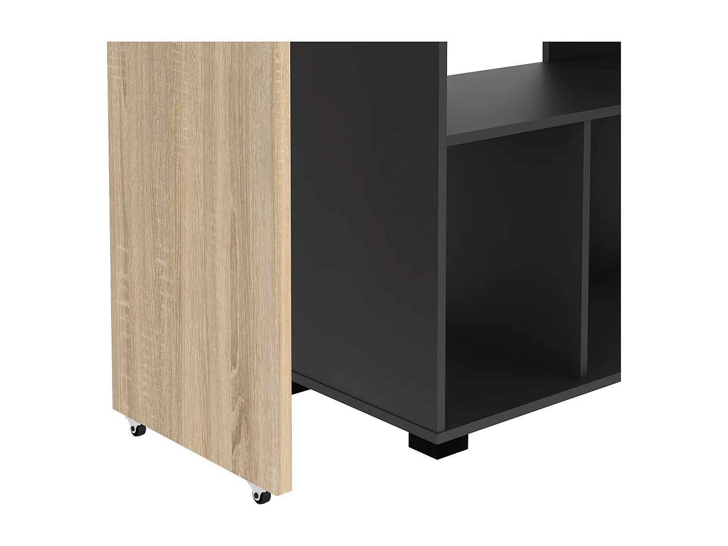 Bartisch drehbar mit Stauraum - Holzfarben & Anthrazit - SATURNE