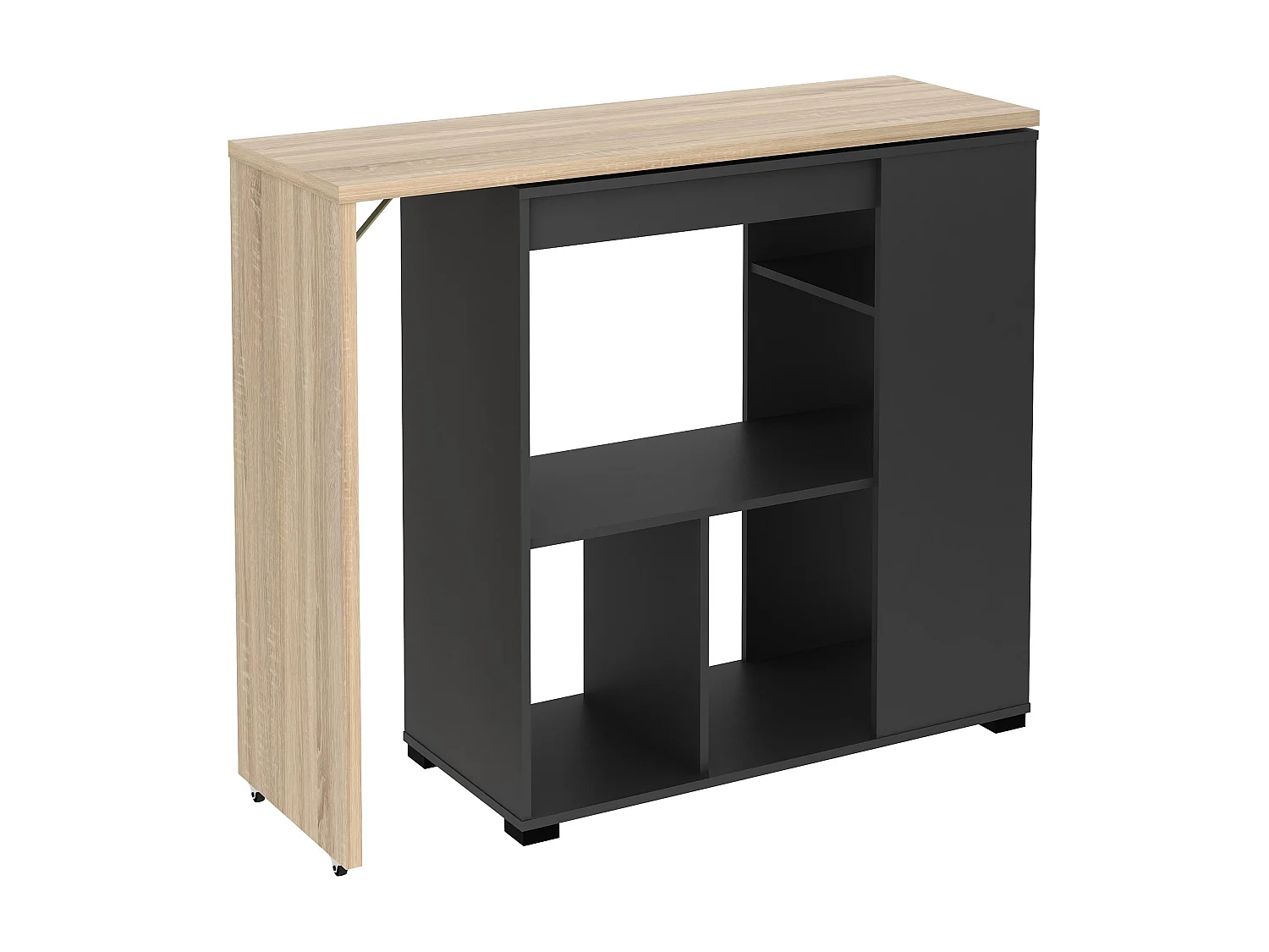 Bartisch drehbar mit Stauraum - Holzfarben & Anthrazit - SATURNE