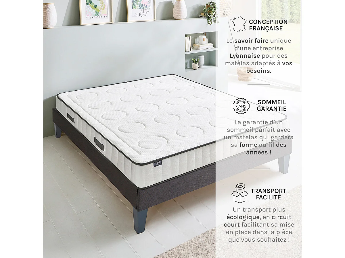 Matelas Cristal - Mémoire de forme - Densité 40 kg/m³ - 18 cm - 90x200 cm