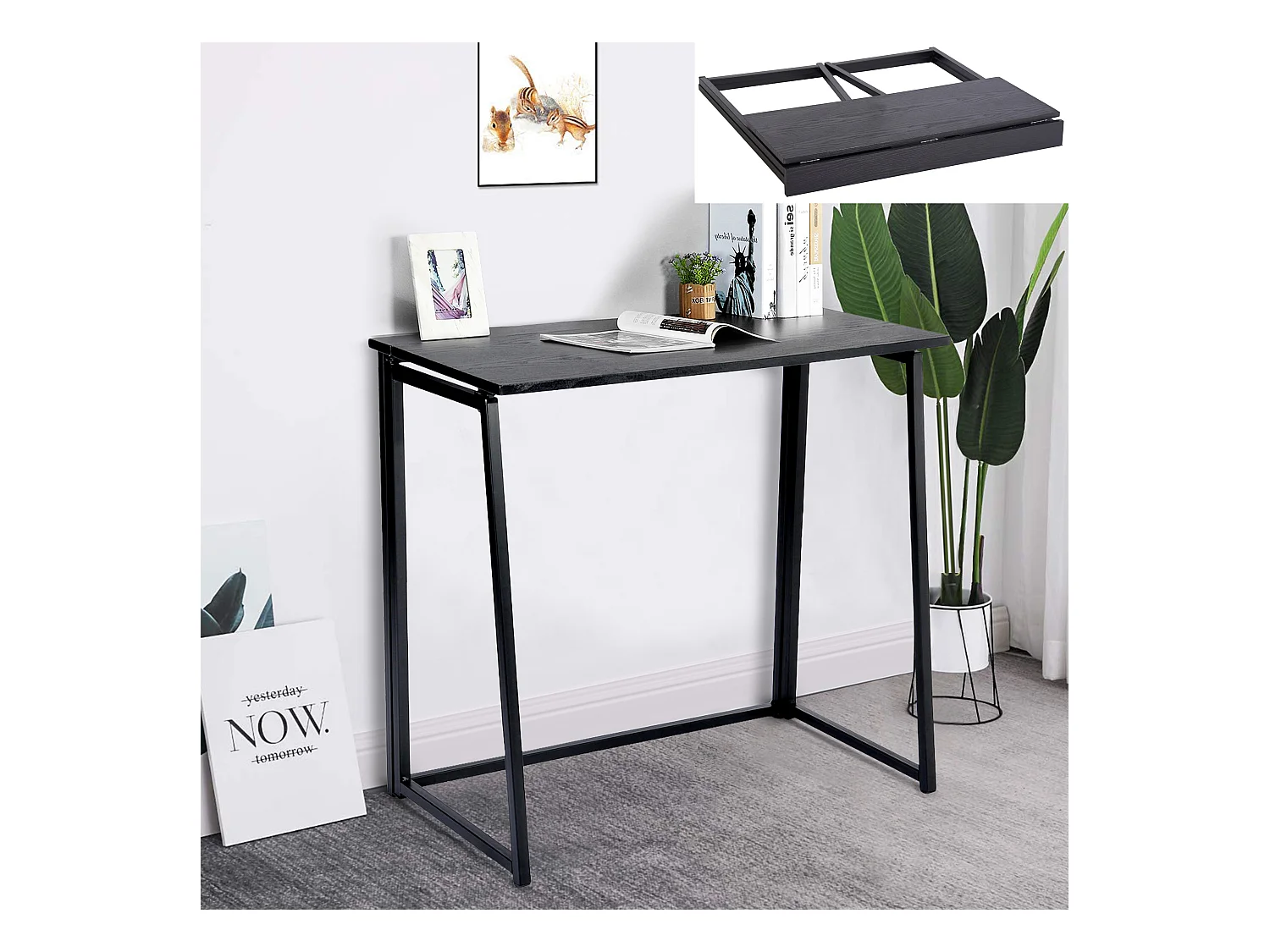 Bureau Pliable Noir Style Industriel,ASCOLI