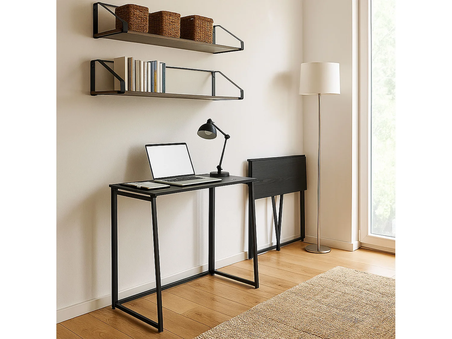Bureau Pliable Noir Style Industriel,ASCOLI