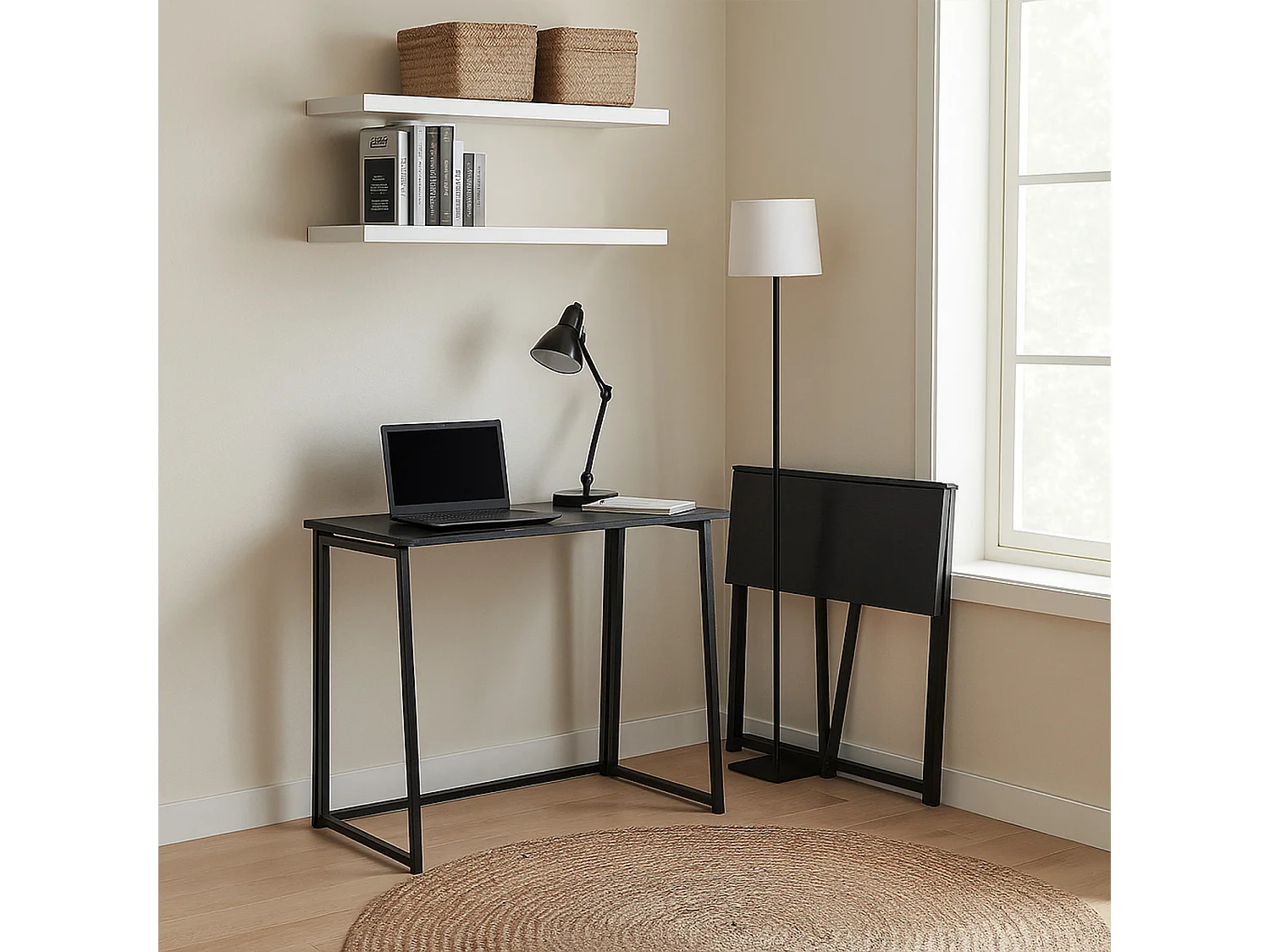 Bureau Pliable Noir Style Industriel,ASCOLI