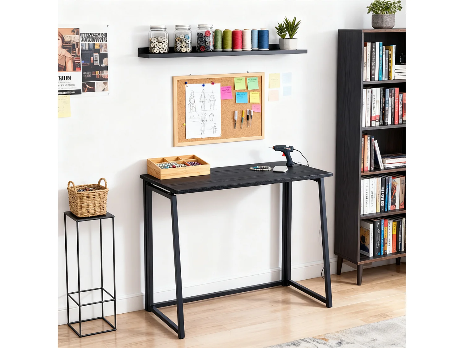 Bureau Pliable Noir Style Industriel,ASCOLI