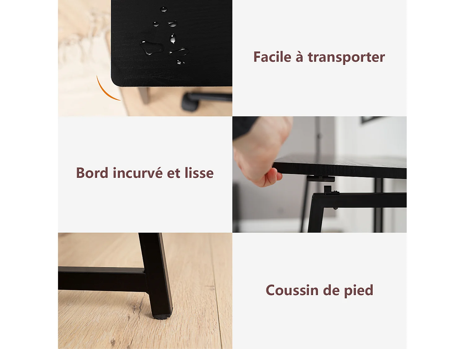 Bureau Pliable Noir Style Industriel,ASCOLI