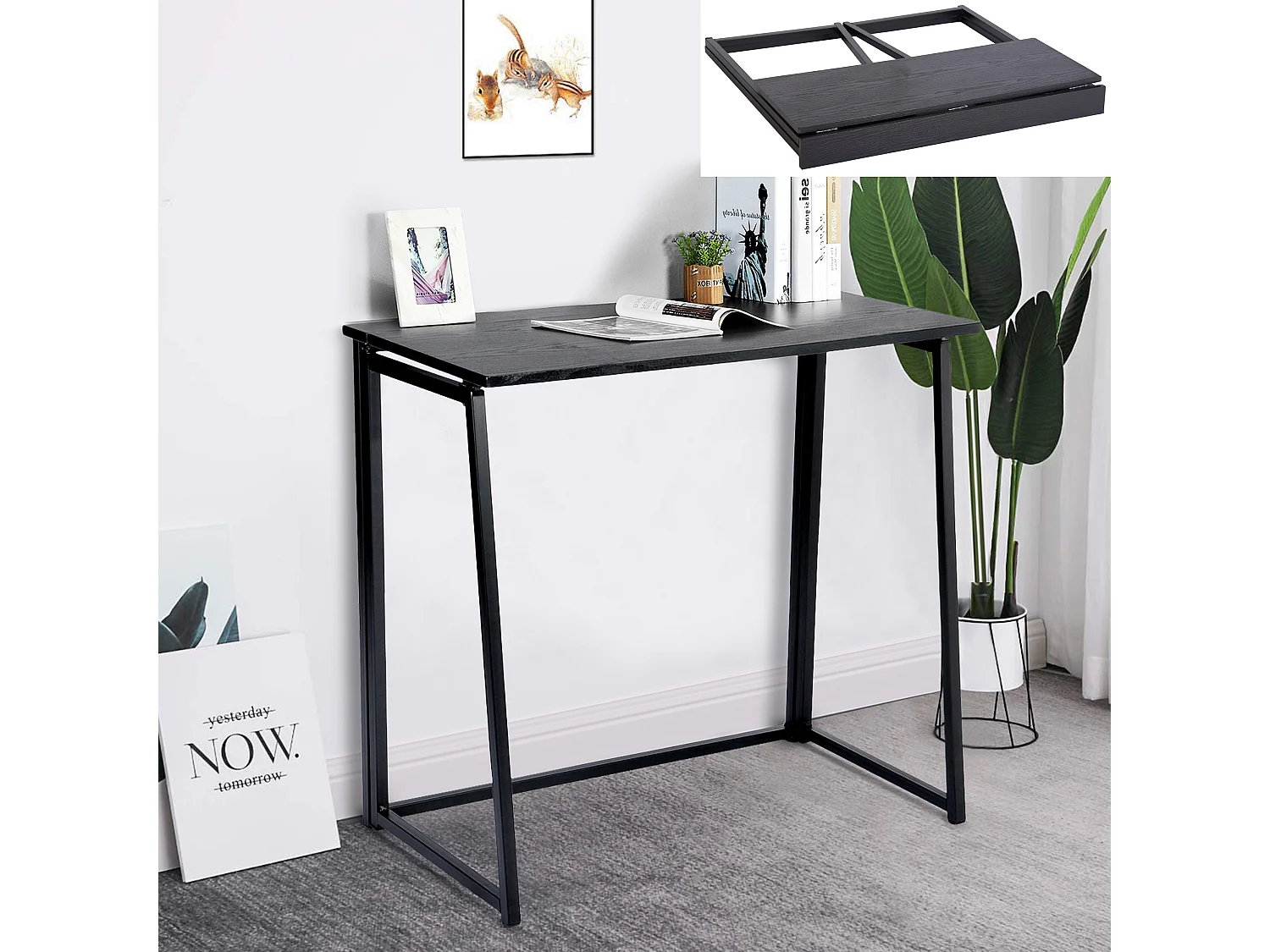Bureau Pliable Noir Style Industriel,ASCOLI