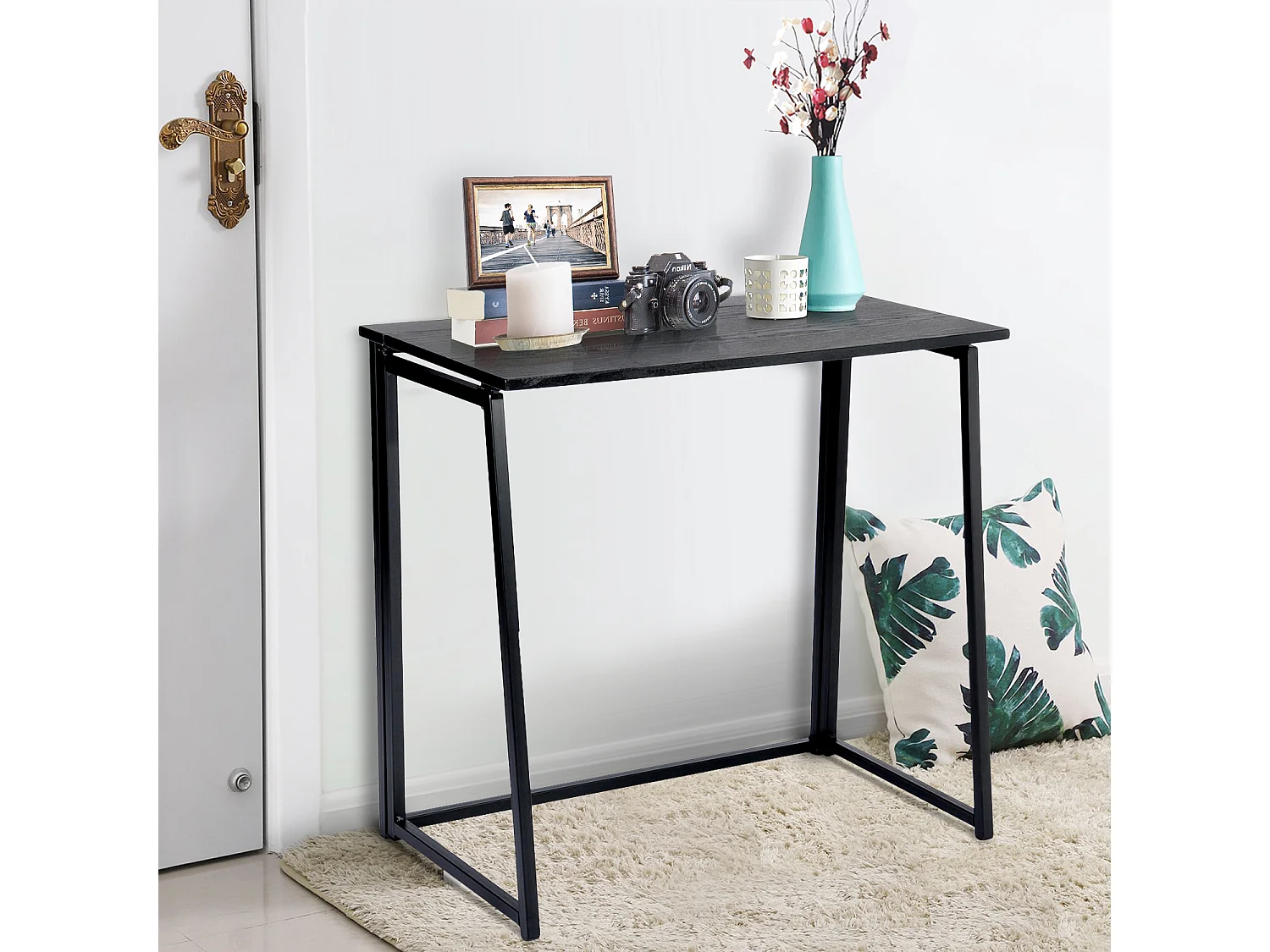 Bureau Pliable Noir Style Industriel,ASCOLI