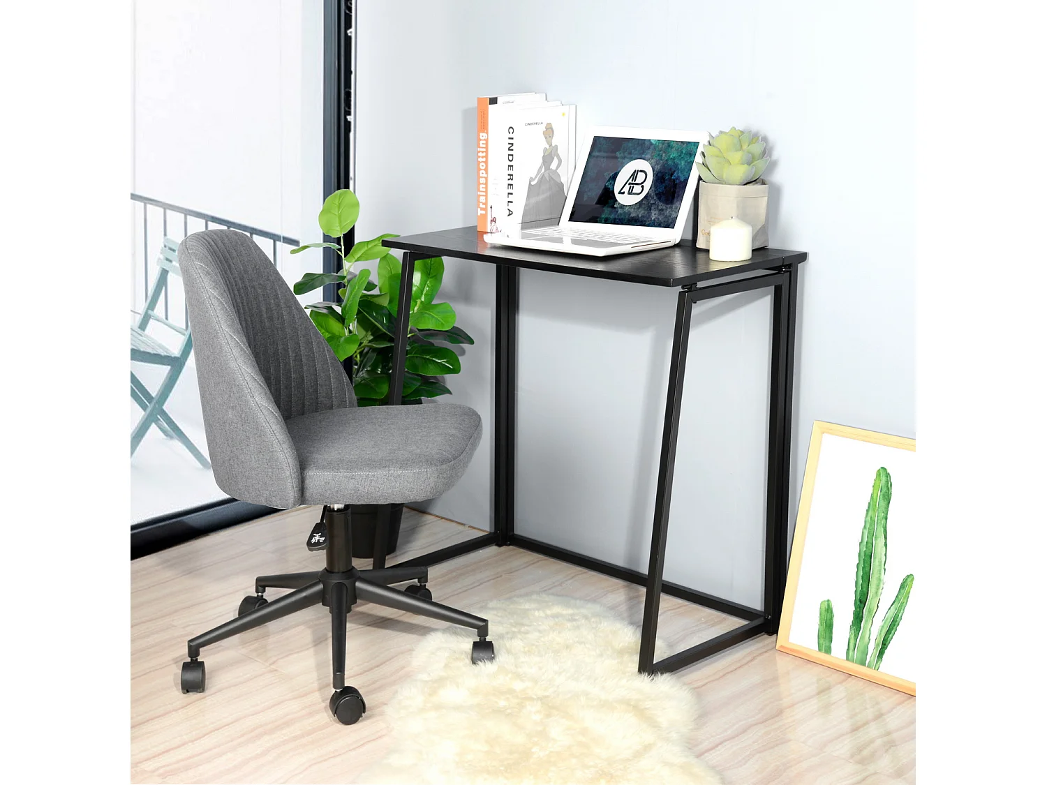 Bureau Pliable Noir Style Industriel,ASCOLI
