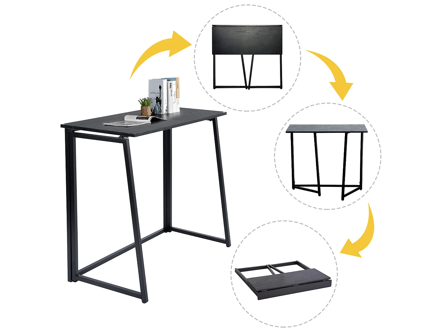 Bureau Pliable Noir Style Industriel,ASCOLI