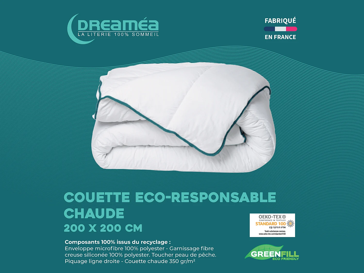 Pack Couette chaude 200 x 200 cm + 2 oreillers 60 x 60 cm recyclés de DREAMEA - ROSA