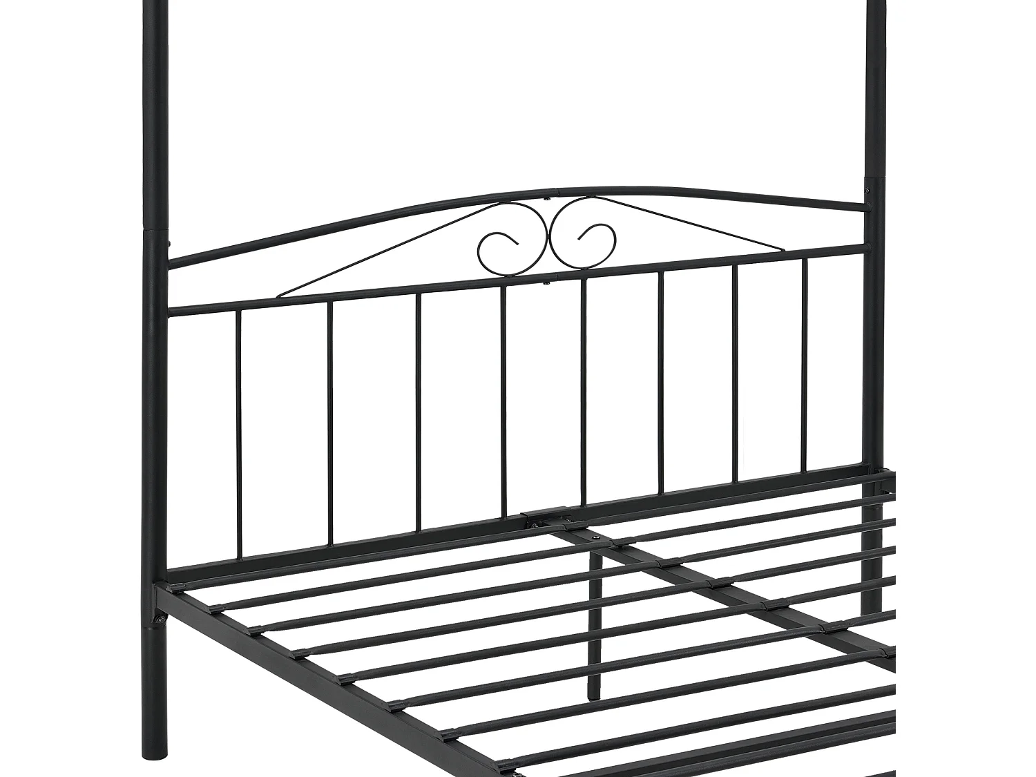 Cadre de Lit Double Lathi Baldaquin Métal 180 x 200 cm Noir Mat [en.casa]