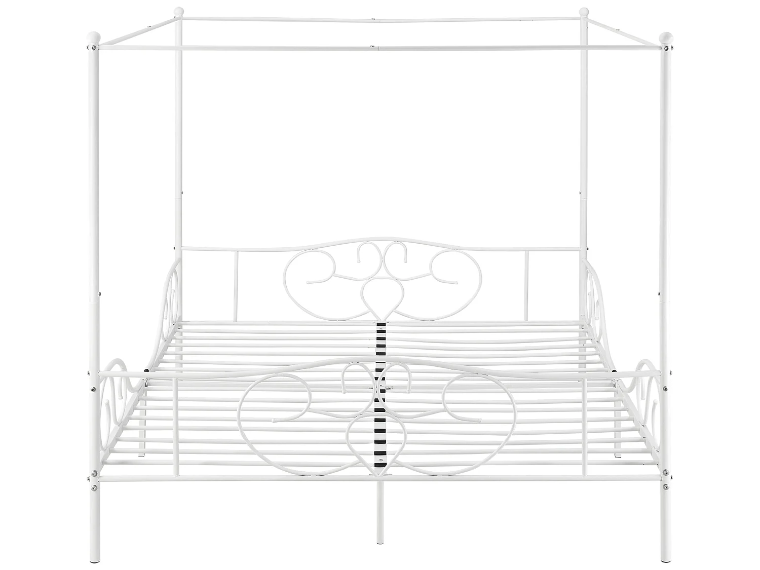 Lit Double à Baldaquin Finström en Métal 180 x 200 cm Blanc Mat [en.casa]