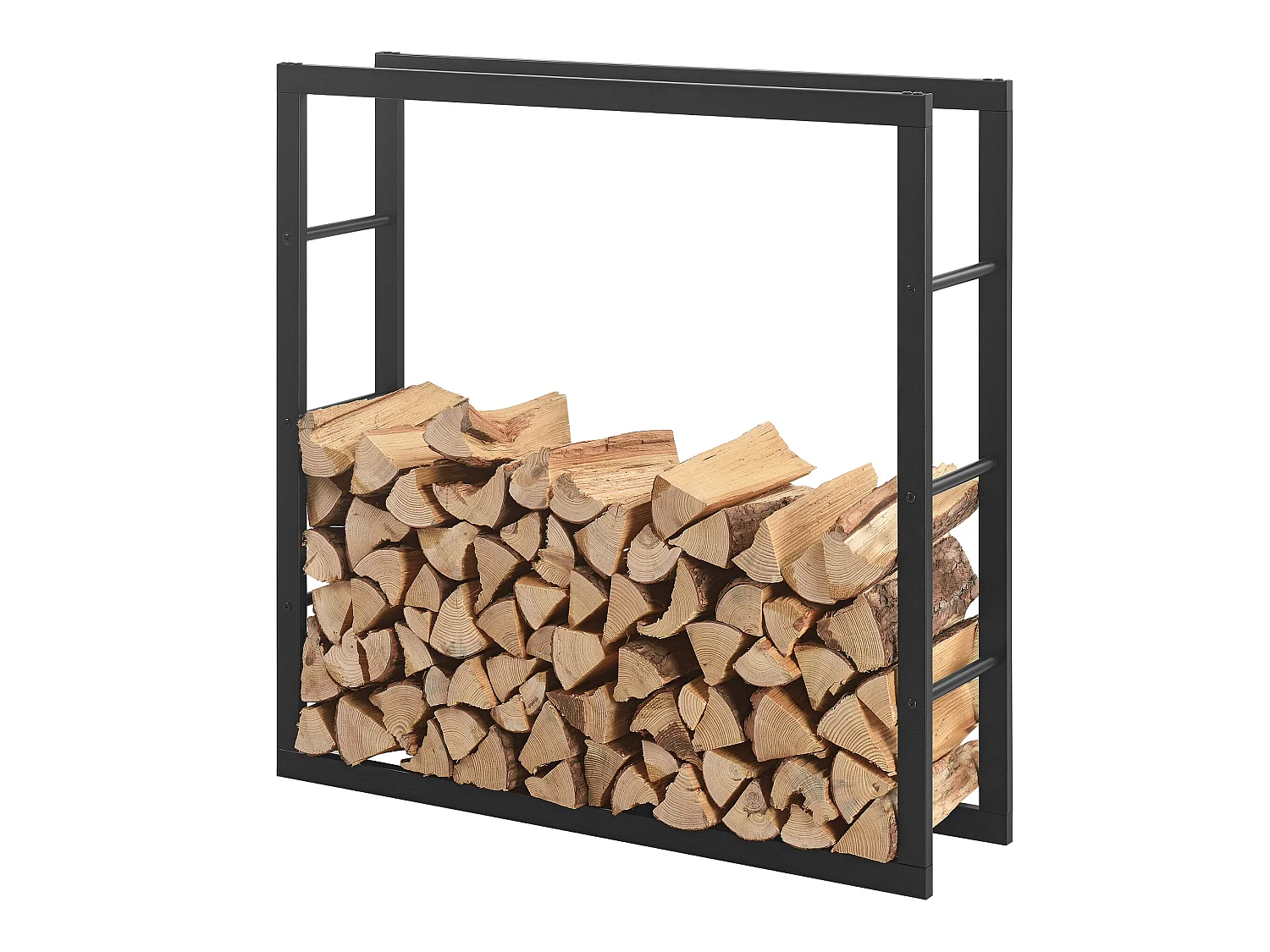 Porte-Bûches Range-Bûches pour Bois de Chauffage Intérieur Extérieur Acier Laqué 100 x 100 x 25 cm Noir [en.casa]