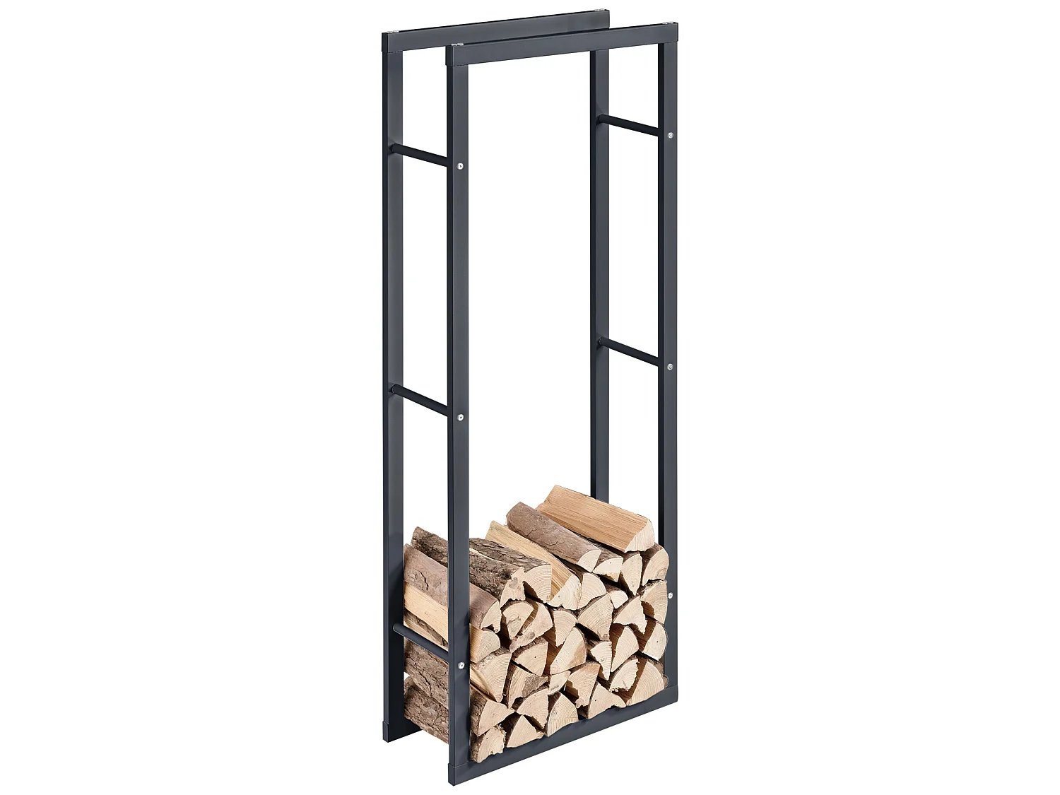 Porte-Bûches Range-Bûches pour Bois de Chauffage pour Intérieur Extérieur Acier Laqué 60 x 150 x 25 cm Gris [en.casa]