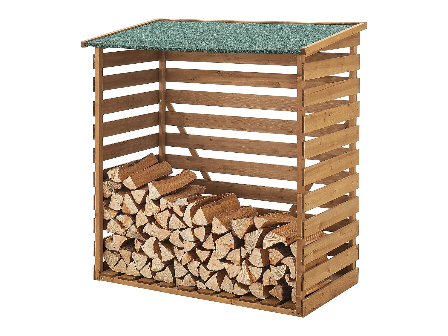 Abri-Bûches Couvert en Sapin à Toiture Bitumé 123 x 116 x 64 cm [en.casa]