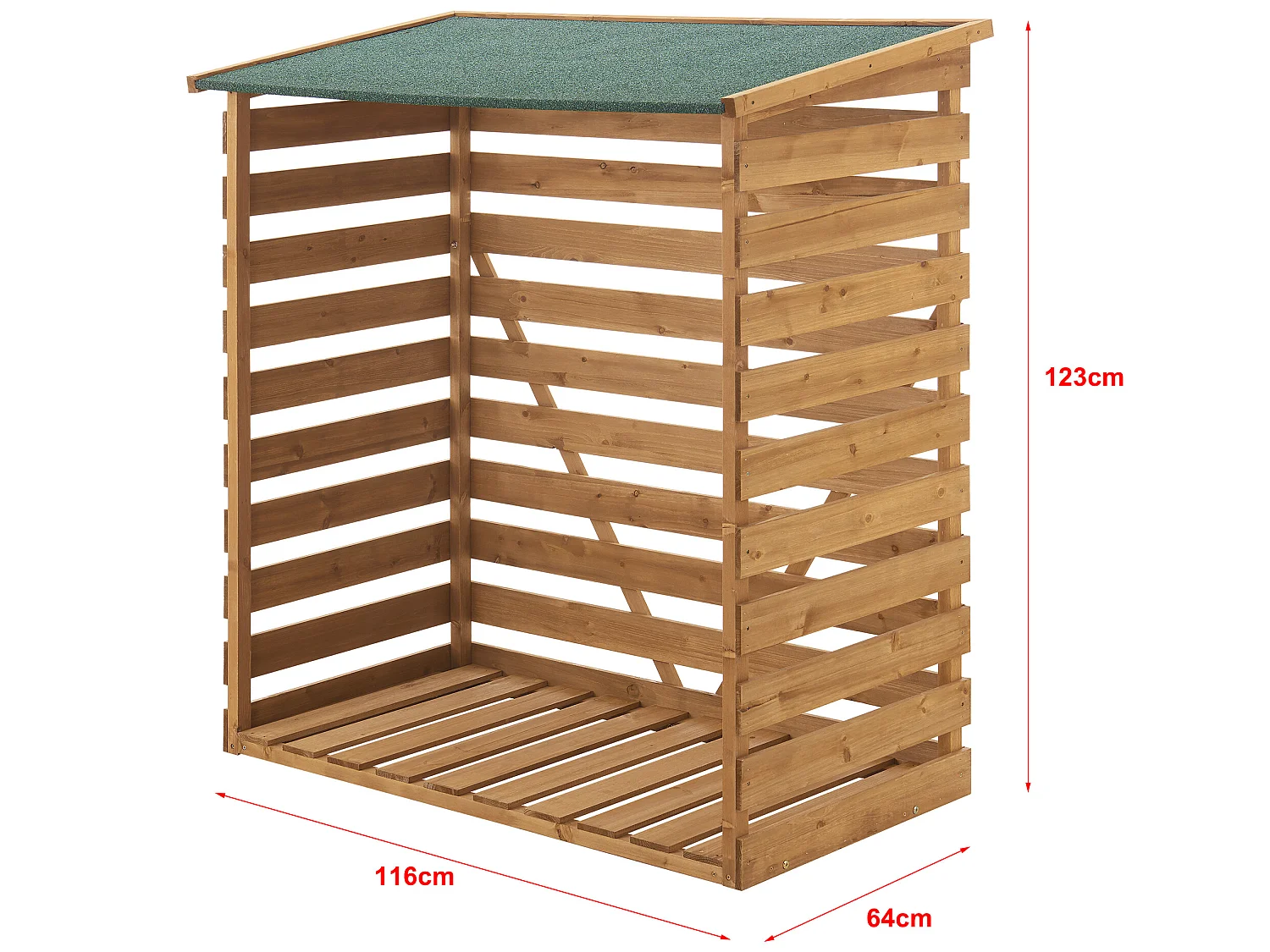 Abri-Bûches Couvert en Sapin à Toiture Bitumé 123 x 116 x 64 cm [en.casa]