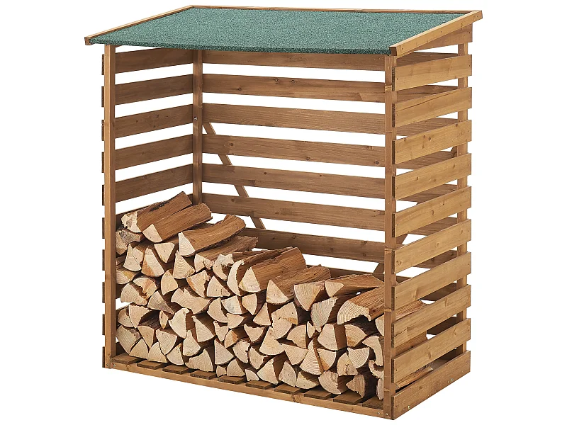 Abri-Bûches Couvert en Sapin à Toiture Bitumé 123 x 116 x 64 cm [en.casa]