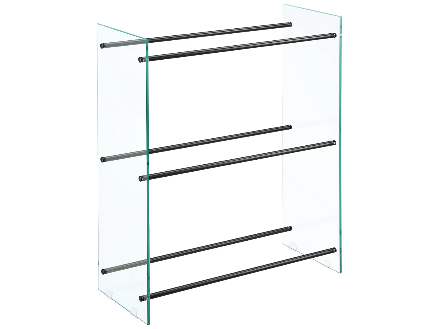 Porte-Bûches Range-Bûches pour Bois de Chauffage Verre Trempé Acier Laqué 80 x 100 x 35 cm Transparent Noir [en.casa]