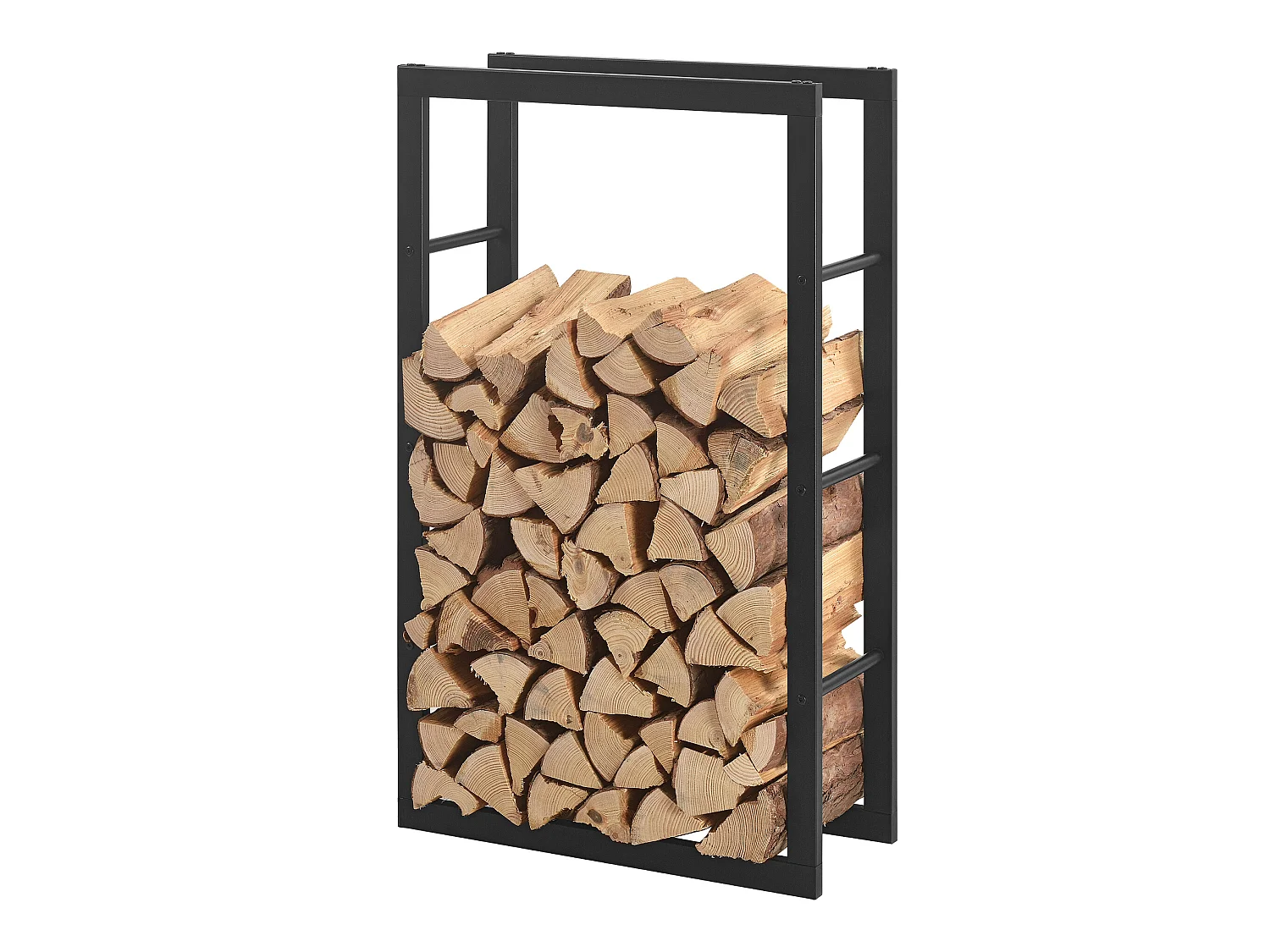 Porte-Bûches Range-Bûches pour Bois de Chauffage Intérieur Extérieur Acier Laqué 60 x 100 x 25 cm Noir [en.casa]