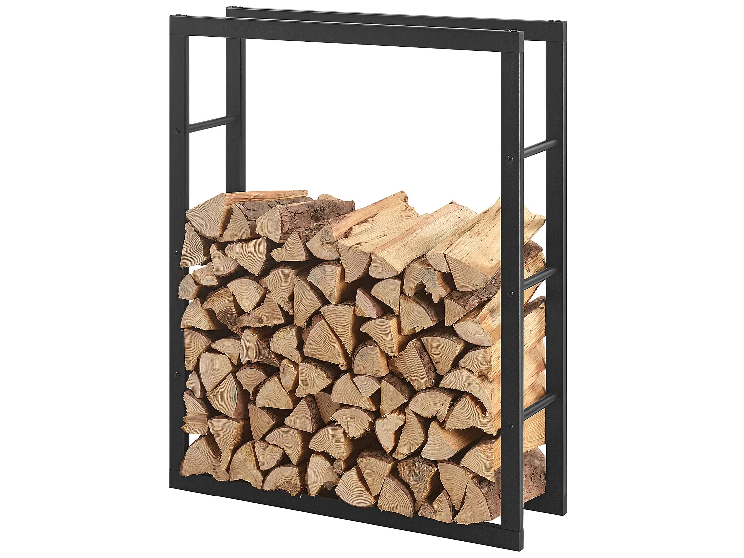Porte-Bûches Range-Bûches pour Bois de Chauffage Intérieur Extérieur Acier Laqué 80 x 100 x 25 cm Noir [en.casa]
