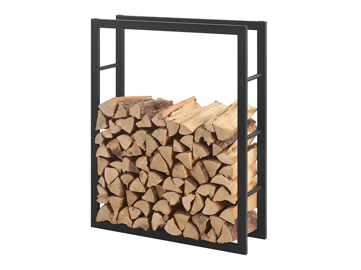 Porte-Bûches Range-Bûches pour Bois de Chauffage Intérieur Extérieur Acier Laqué 80 x 100 x 25 cm Noir [en.casa]
