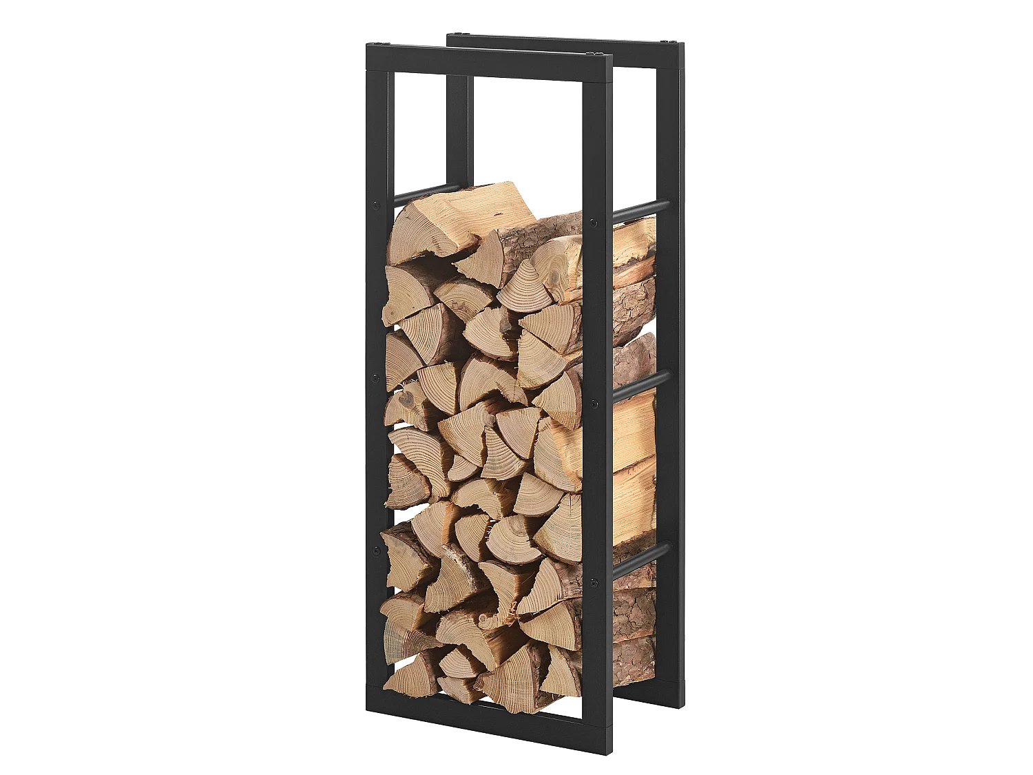 Porte-Bûches Range-Bûches pour Bois de Chauffage Intérieur Extérieur Acier Laqué 40 x 100 x 25 cm Noir [en.casa]