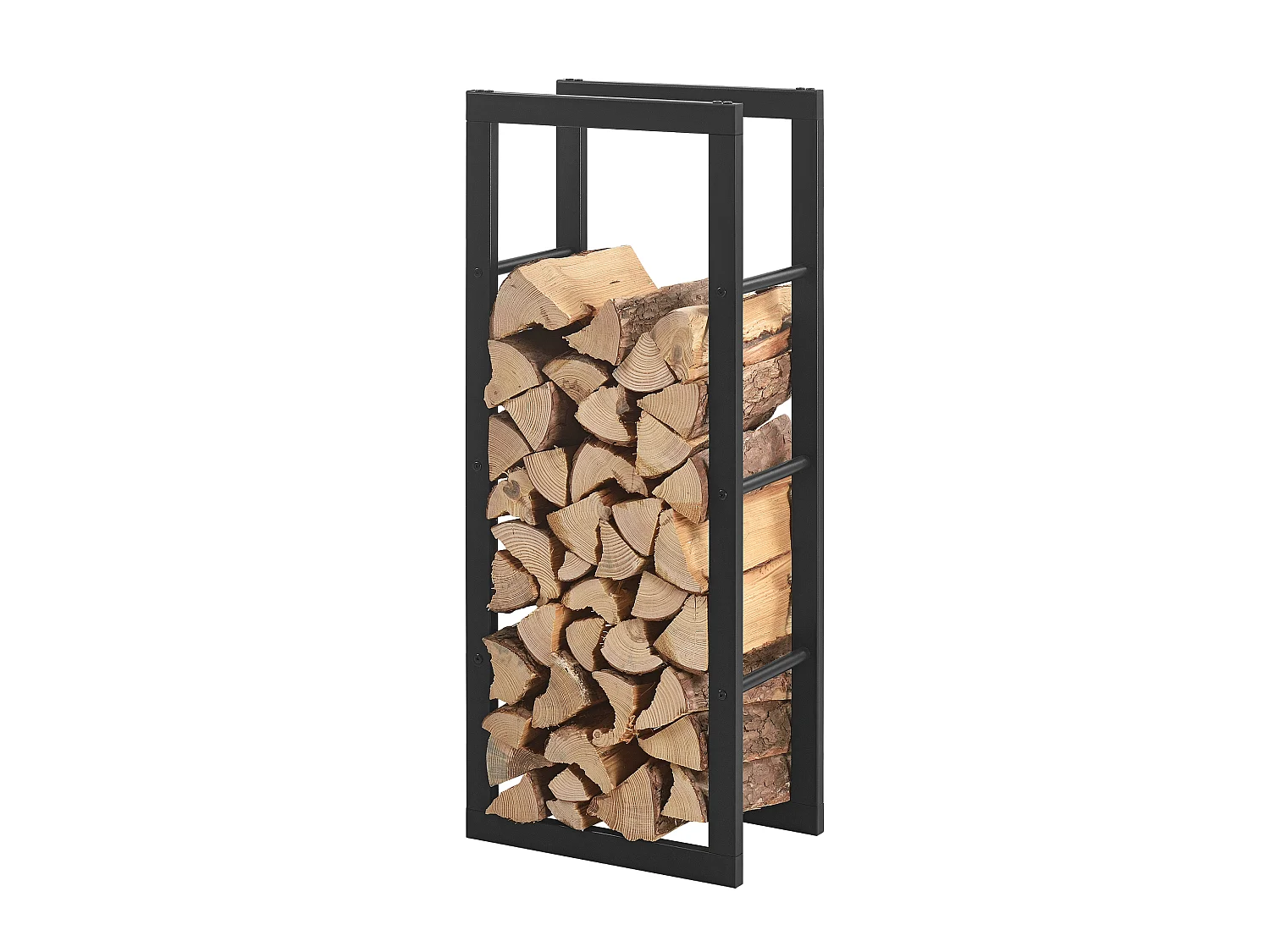 Porte-Bûches Range-Bûches pour Bois de Chauffage Intérieur Extérieur Acier Laqué 40 x 100 x 25 cm Noir [en.casa]