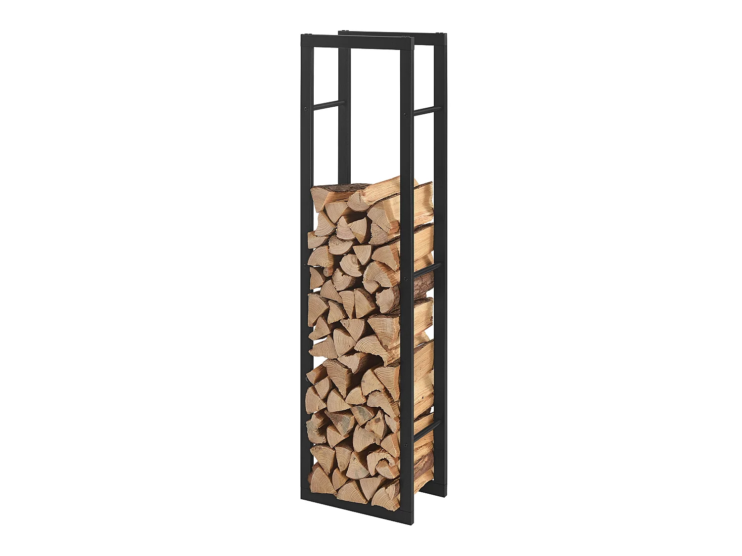 Porte-Bûches Range-Bûches pour Bois de Chauffage Intérieur Extérieur Acier Laqué 40 x 150 x 25 cm Noir [en.casa]