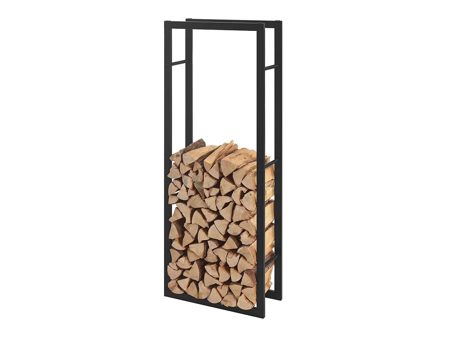 Porte-Bûches Range-Bûches pour Bois de Chauffage pour Intérieur Extérieur Acier Laqué 50 x 150 x 25 cm Noir [en.casa]